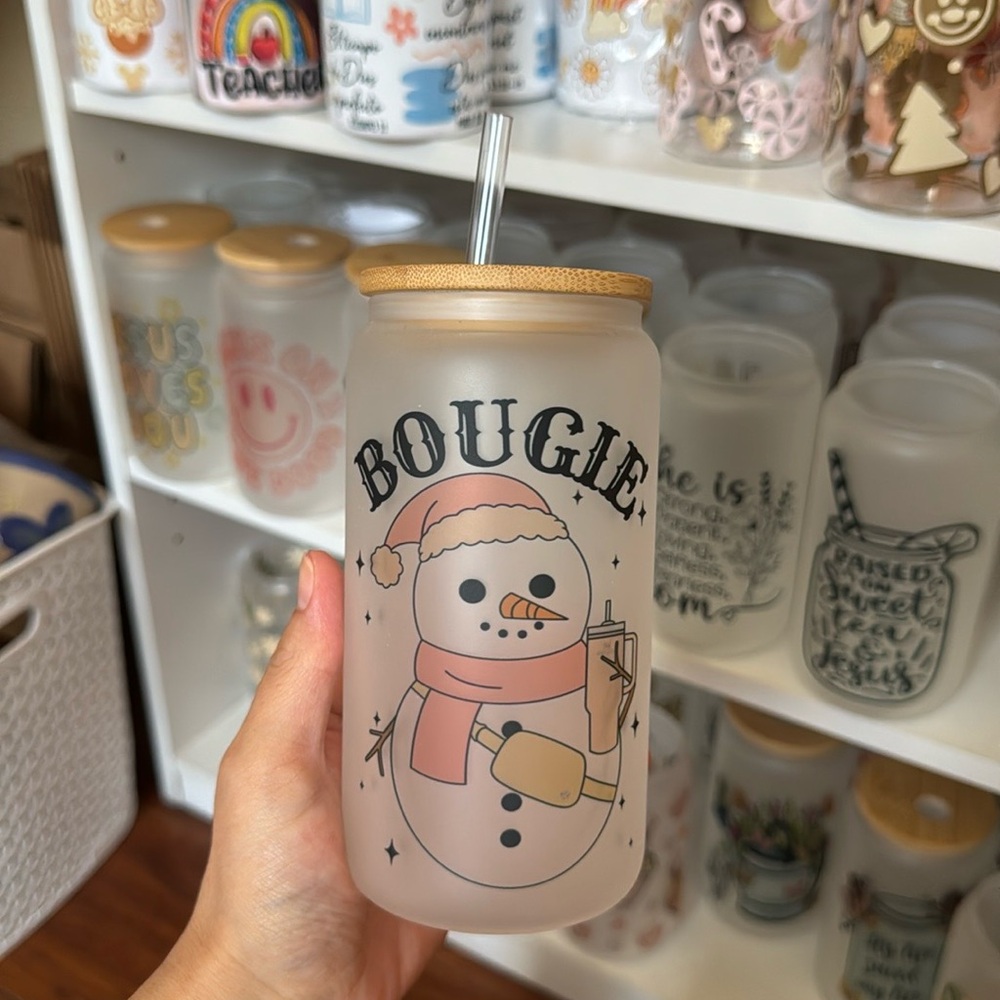 Bougie Snowman Can Glass Cup